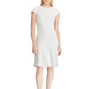 Ralph Lauren White Cap Sleeve Knee Length Fit + Flare Dress